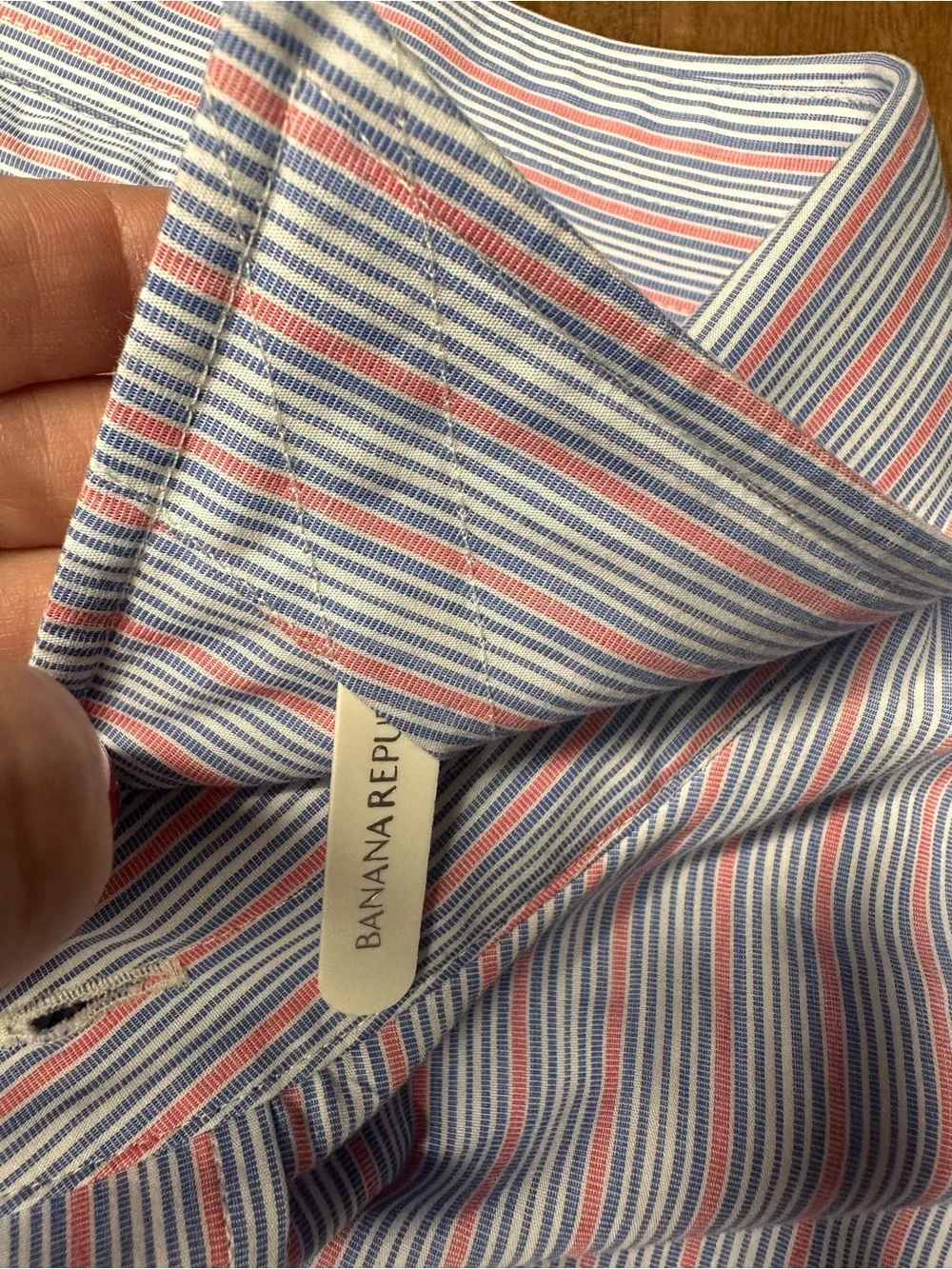 Banana Republic Men's Striped Dress Shirt - Red & Blue